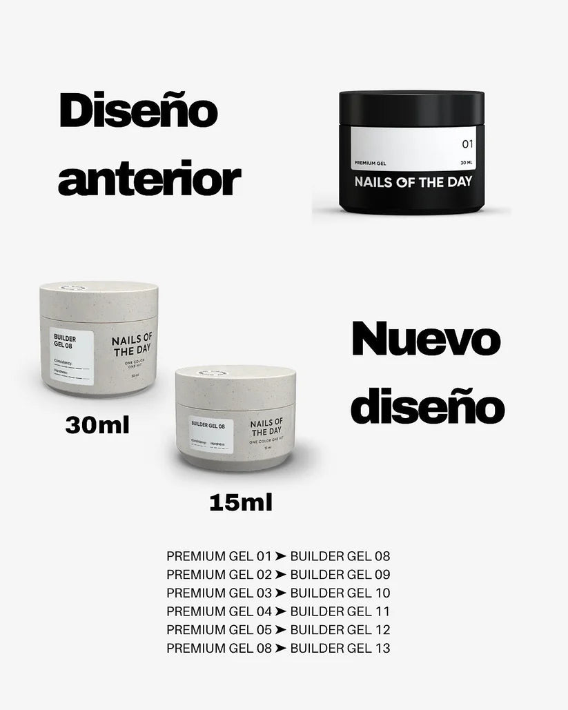 NAILSOFTHEDAY Builder Gel 08 — gel lechoso para extensiones de uñas, 30 ml