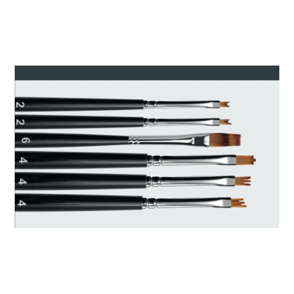 Set de pinceles JB para Nail Art profesional con diferentes formas y tamaños para decoración de uñas.