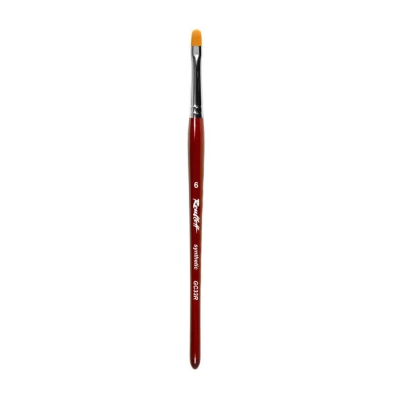 Pincel Roubloff GC33R-6 para Builder Gel con punta ovalada y fibra sintética amarilla.