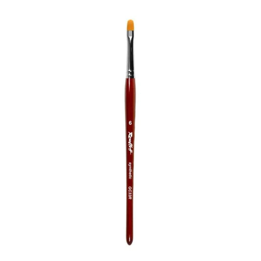 Pincel Roubloff GC33R-6 para Builder Gel con punta ovalada y fibra sintética amarilla.