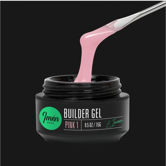 Builder Gel IMEN Pink 1 15 g gel constructor autonivelante color rosa para uñas profesionales