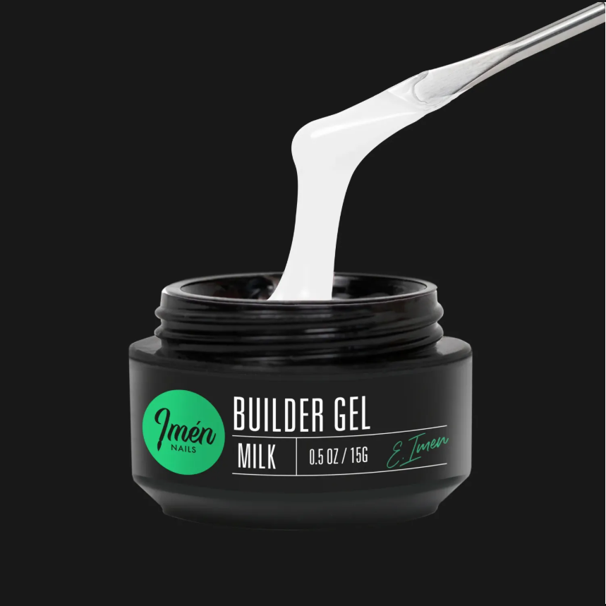 Builder Gel IMEN Milk 15 g blanco lechoso y autonivelante para construcción y refuerzo de uñas