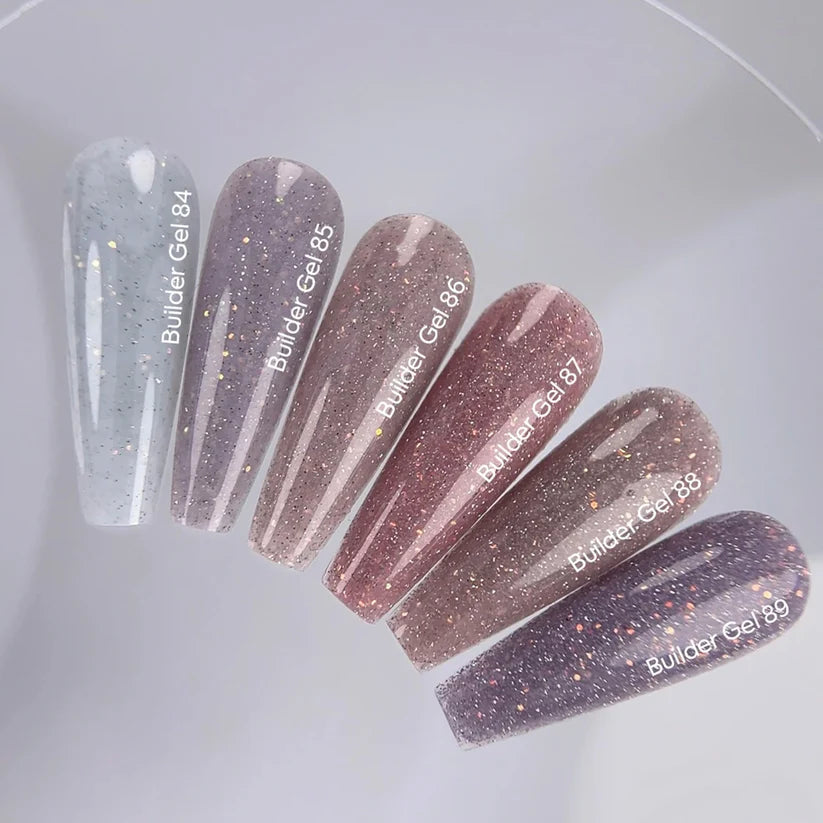 NAILSOFTHEDAY Builder Gel 85 — builder gel rosa-lechoso reflectante con brillo opal, 15 ml