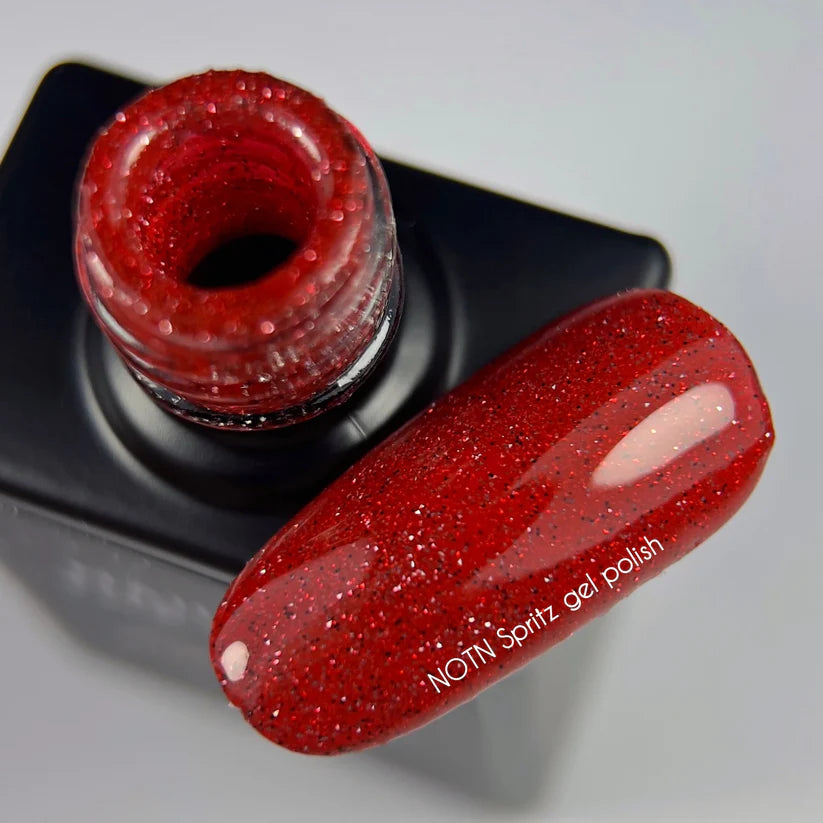 NAILSOFTHENIGHT Spritz - Esmalte Gel Rojo Brillante Reflectante, 10 ml