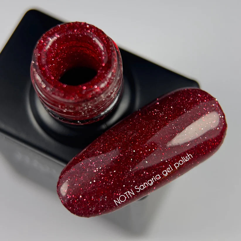 NAILSOFTHENIGHT Sangria - Esmalte Gel Rojo Intenso Reflectante, 10 ml