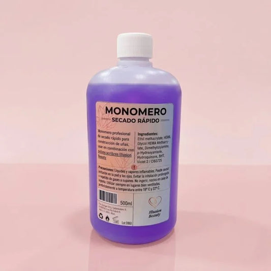 Botella de monómero acrílico Illusion Beauty de secado rápido 500 ml color violeta