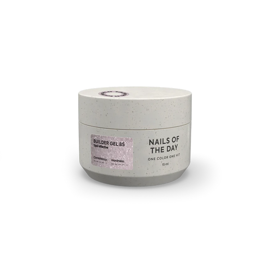 NAILSOFTHEDAY Builder Gel 85 — builder gel rosa-lechoso reflectante con brillo opal, 15 ml