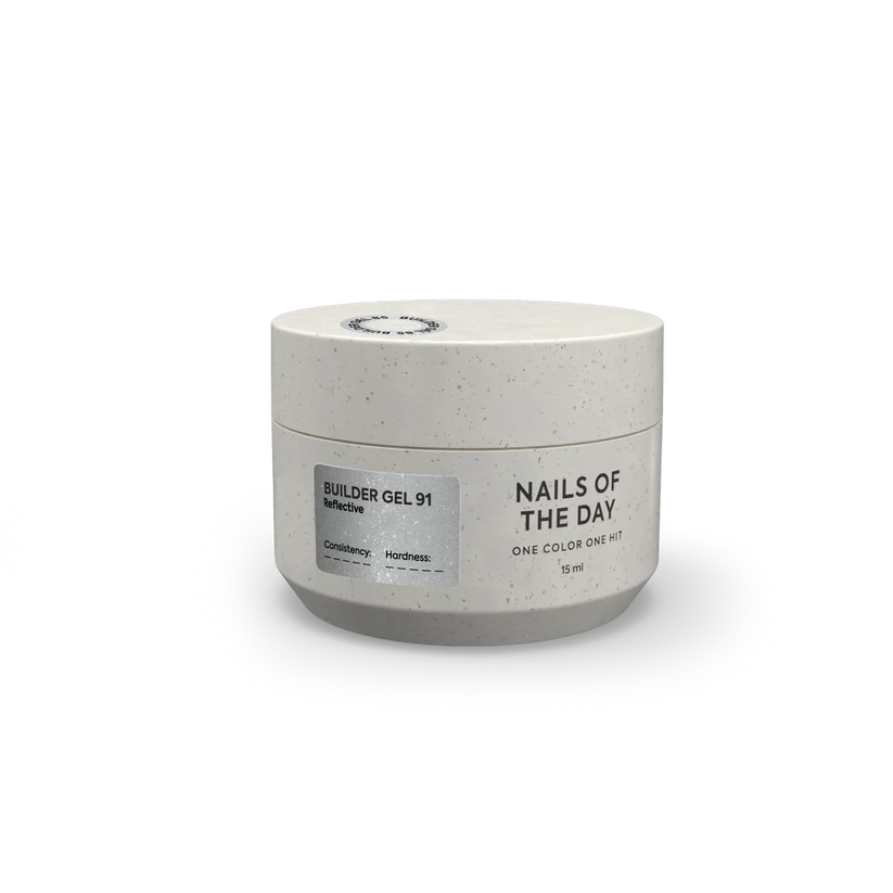 NAILSOFTHEDAY Builder Gel 91 — builder gel reflectante plateado-lechoso, 15 ml