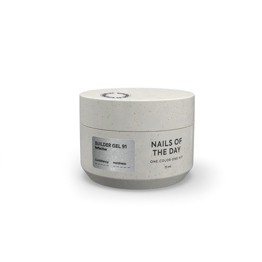 NAILSOFTHEDAY Builder Gel 91 — builder gel reflectante plateado-lechoso, 15 ml