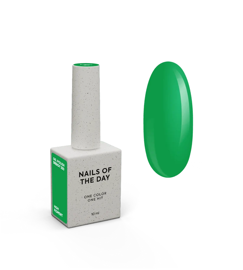 NAILSOFTHEDAY Gel Polish Energy 250 — esmalte semipermanente verde intenso con cobertura en una sola capa, 10 ml