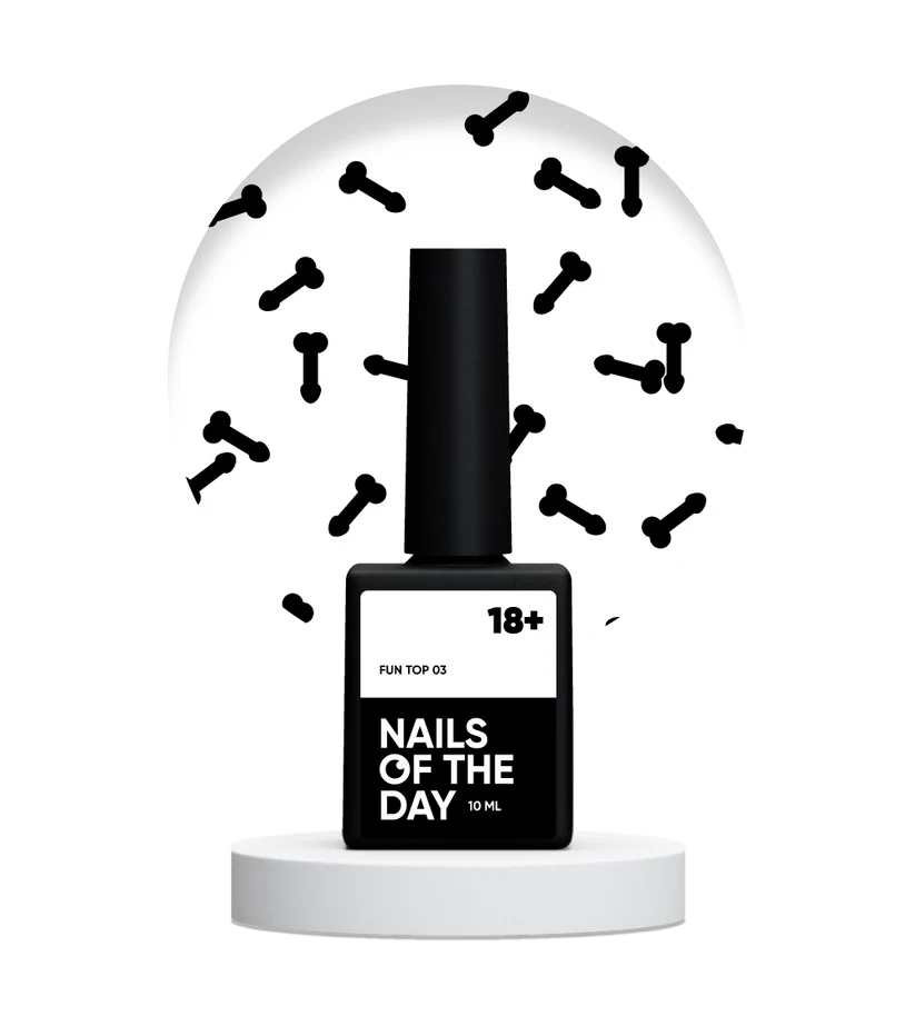 NAILSOFTHEDAY FUN! top 03 — top para uñas con decoración artística negra, sin capa pegajosa, 10 ml