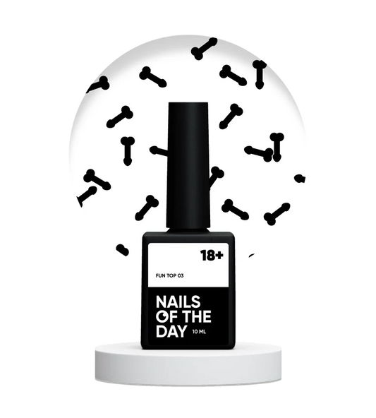 NAILSOFTHEDAY FUN! top 03 — top para uñas con decoración artística negra, sin capa pegajosa, 10 ml
