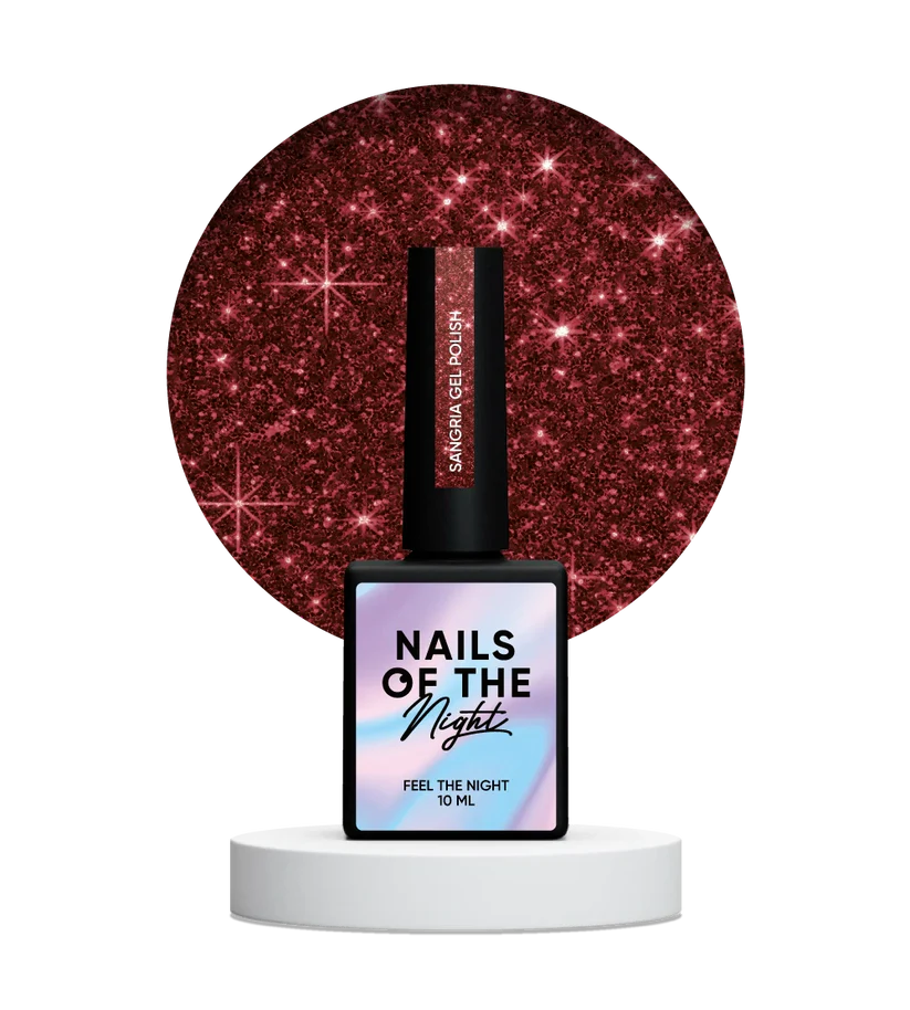 NAILSOFTHENIGHT Sangria - Esmalte Gel Rojo Intenso Reflectante, 10 ml