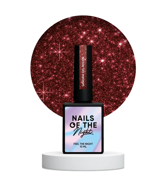 NAILSOFTHENIGHT Sangria - Esmalte Gel Rojo Intenso Reflectante, 10 ml