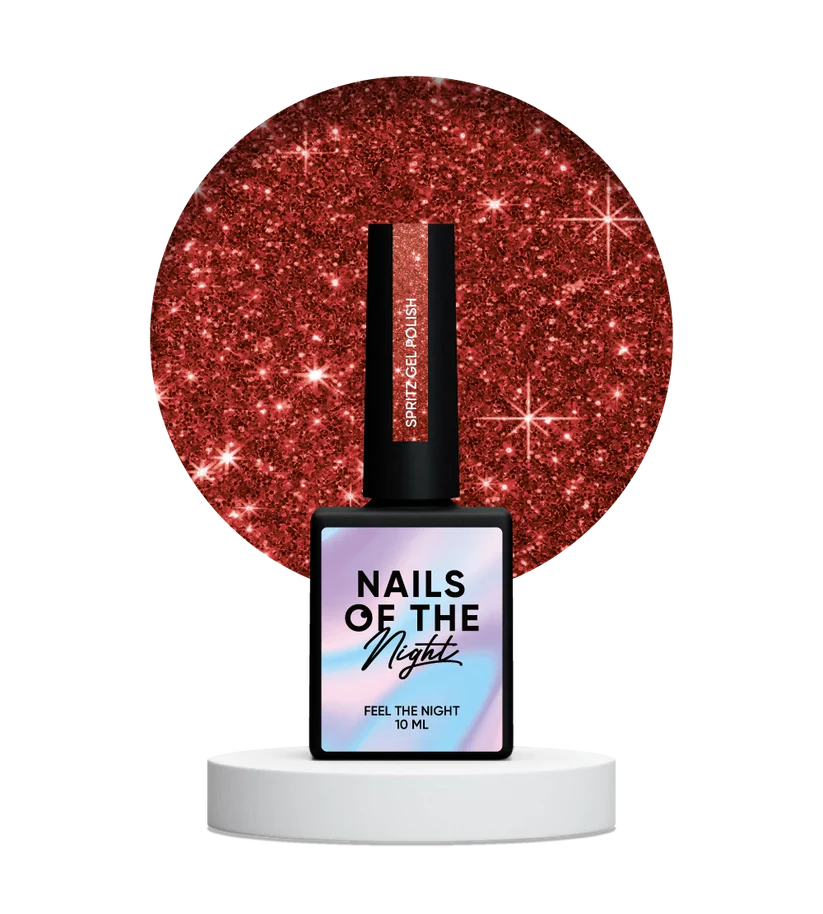 NAILSOFTHENIGHT Spritz - Esmalte Gel Rojo Brillante Reflectante, 10 ml