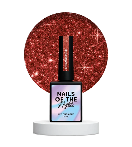 NAILSOFTHENIGHT Spritz - Esmalte Gel Rojo Brillante Reflectante, 10 ml