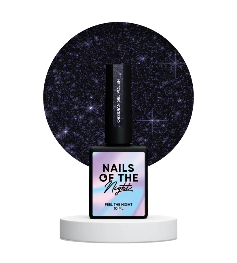 NAILSOFTHENIGHT Obsidian - Esmalte Gel Grafito Púrpura Reflectante, 10 ml