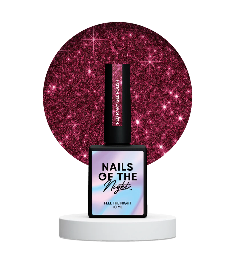 NAILSOFTHENIGHT Red Mary - Esmalte Gel Rojo Reflectante, 10 ml