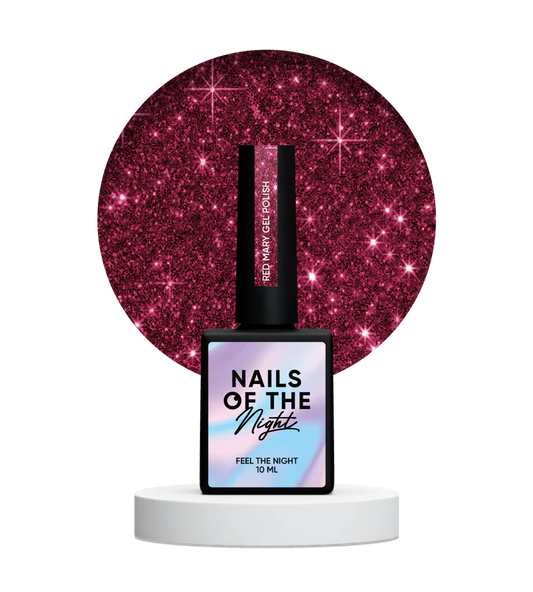 NAILSOFTHENIGHT Red Mary - Esmalte Gel Rojo Reflectante, 10 ml