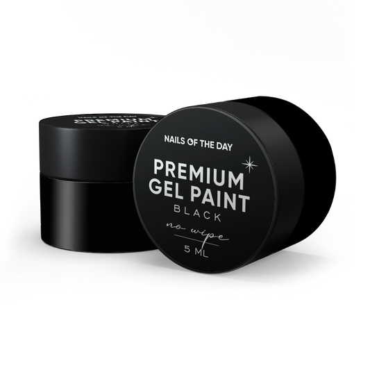 NAILSOFTHEDAY Premium gel paint Black no wipe - pintura en gel sin capa pegajosa, 5 ml