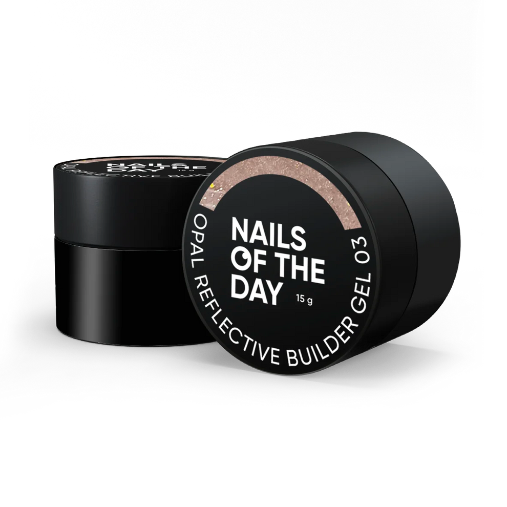 NAILSOFTHEDAY Opal Reflective builder gel 03 — gel constructor nude cálido con brillo opalescente y partículas reflectantes, 15 g.