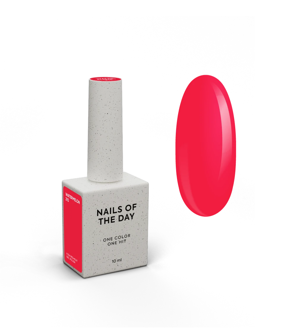 NAILSOFTHEDAY Gel Polish Grapefruit-213 — esmalte semipermanente frambuesa neón con cobertura total en una sola capa, 10 ml