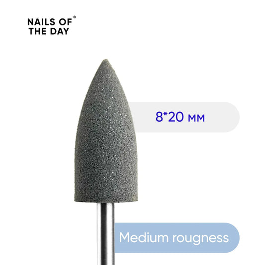 NAILSOFTHEDAY Silicone Drill Bit, Medium Roughness — pulidor de marca, dureza media, tamaño 8*20 mm.