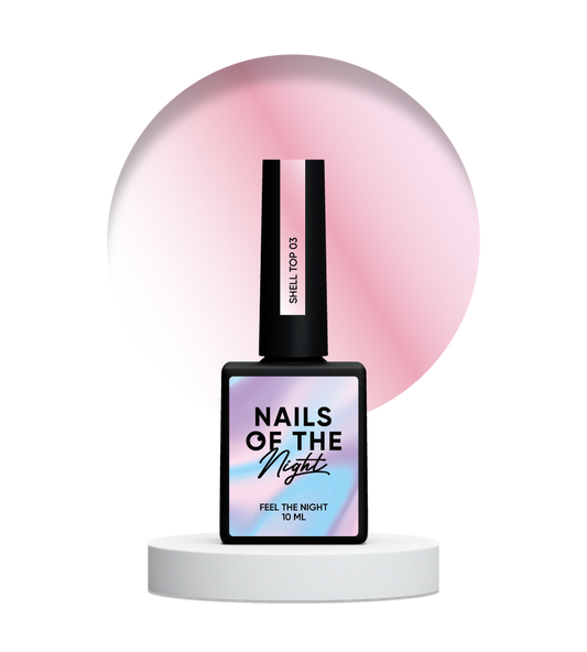 NAILSOFTHENIGHT Shell top 03 - top perlado con un toque rosa sin capa pegajosa, 10 ml