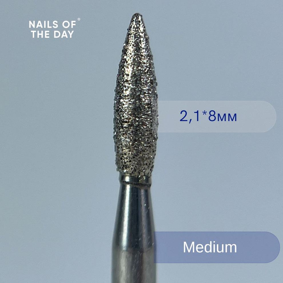 Nailsoftheday Fresa en forma de llama - Fresa en forma de llama de diamante azul, 2,1*8 mm
