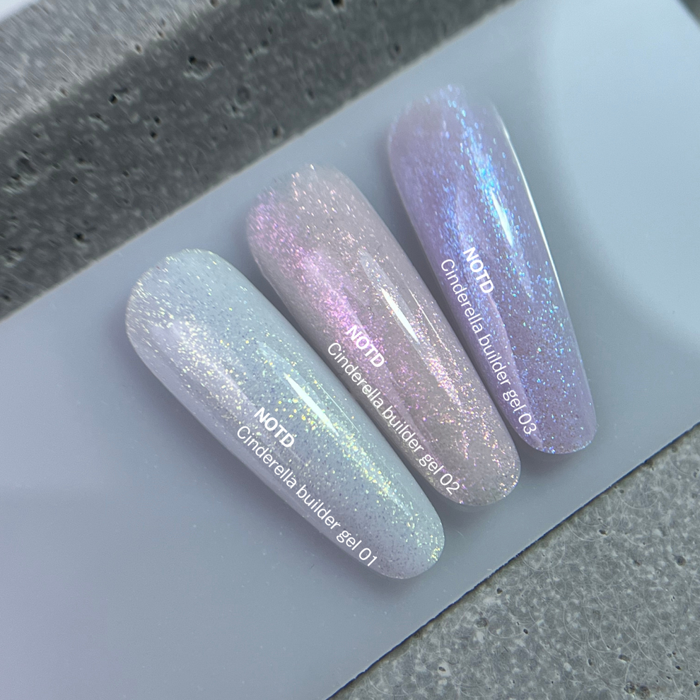 NAILSOFTHEDAY Cinderella builder gel 02 — gel constructor rosa con iridiscencia perlada para uñas, 15 g