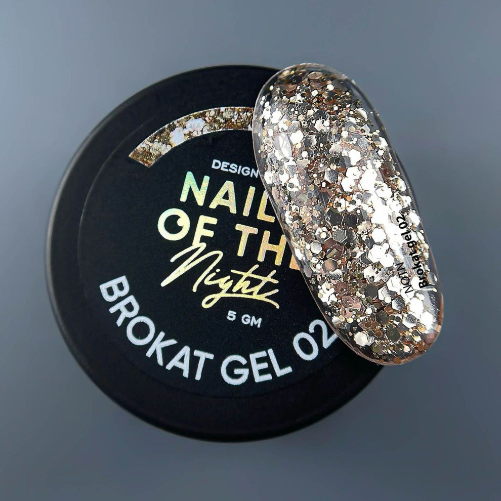 NAILSOFTHENIGHT Brokat gel 02 — gel de diseño con brocado multicolor y purpurina para uñas, 5 g