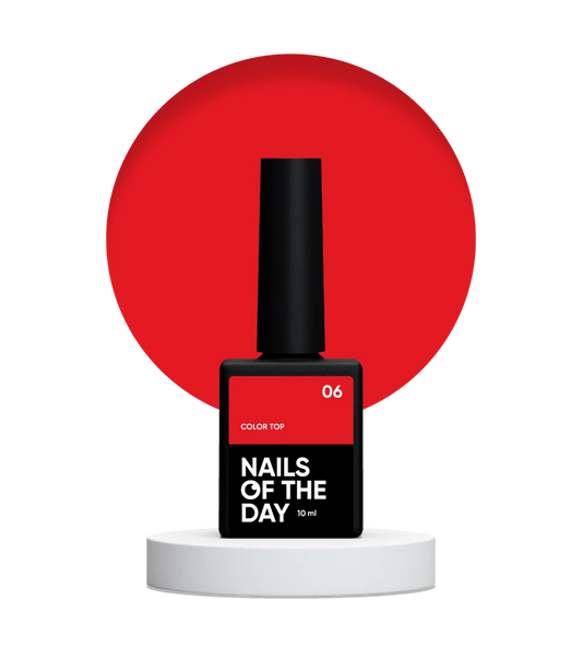 NAILSOFTHEDAY Color Top 06 — clásico rojo intenso sin capa pegajosa, 10 ml.