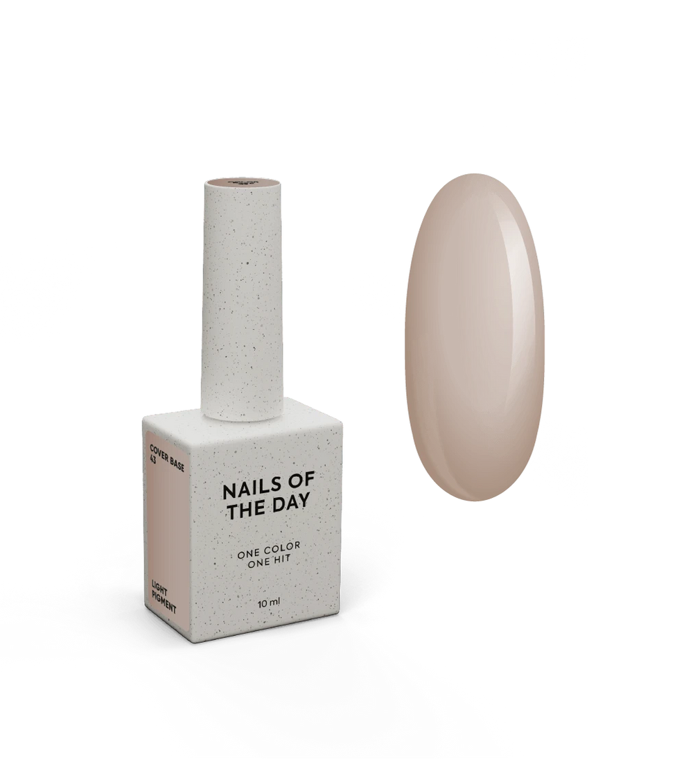 NAILSOFTHEDAY Cover Base 43 Light Pigment – base para uñas beige semitransparente con pigmentación ligera, 10 ml