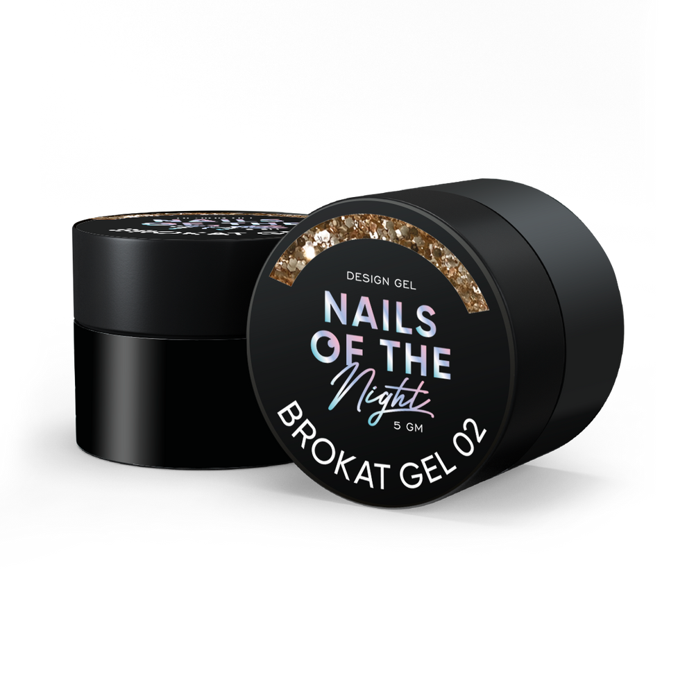 NAILSOFTHENIGHT Brokat gel 02 — gel de diseño con brocado multicolor y purpurina para uñas, 5 g