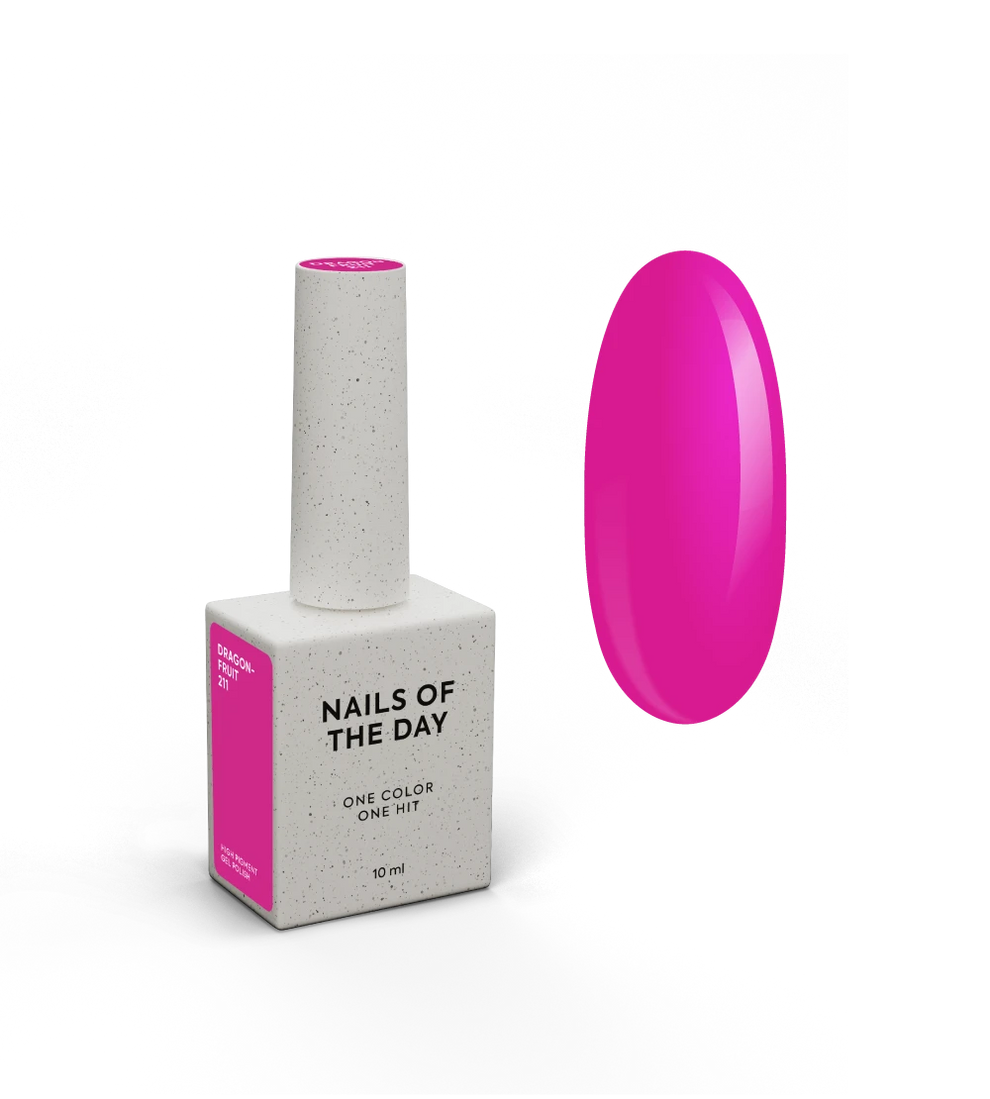 NAILSOFTHEDAY Gel Polish Dragonfruit-211, 10 ml — esmalte semipermanente rosa magenta con cobertura total en una sola capa