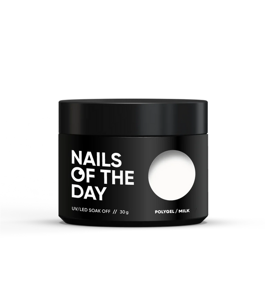 NAILSOFTHEDAY Polygel Milk — Polígel semitransparente en tono lechoso, 30 g