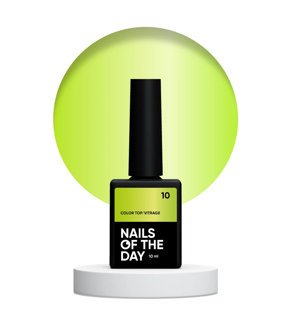 NAILSOFTHEDAY Color Top/Vitrage 10 — Top Coat Vitrage Amarillo Neón Semitransparente, 10 ml