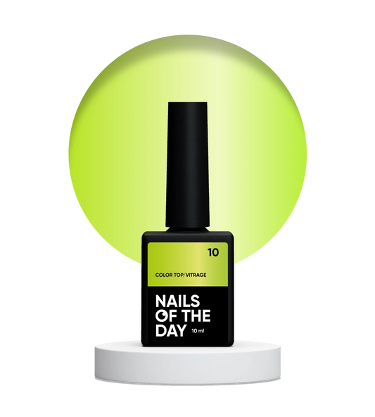 NAILSOFTHEDAY Color Top/Vitrage 10 — Top Coat Vitrage Amarillo Neón Semitransparente, 10 ml