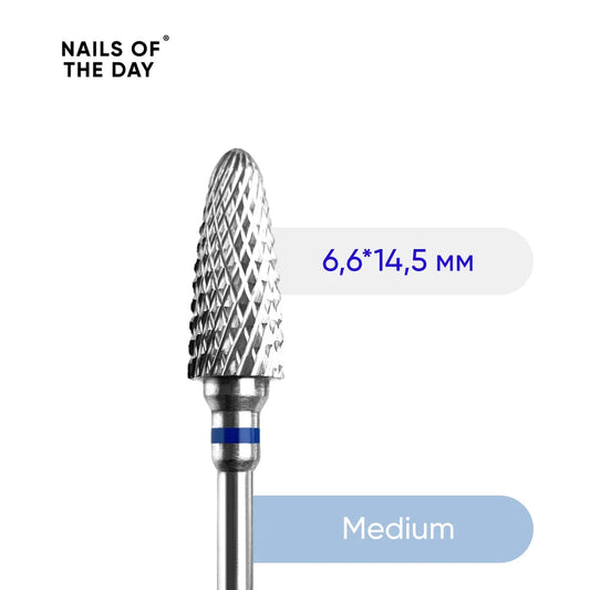 NAILSOFTHEDAY “Carbide Nail Drill Bit Corn” Blue — fresa profesional de carburo “Maíz” azul, 6,6 × 14,5 mm.
