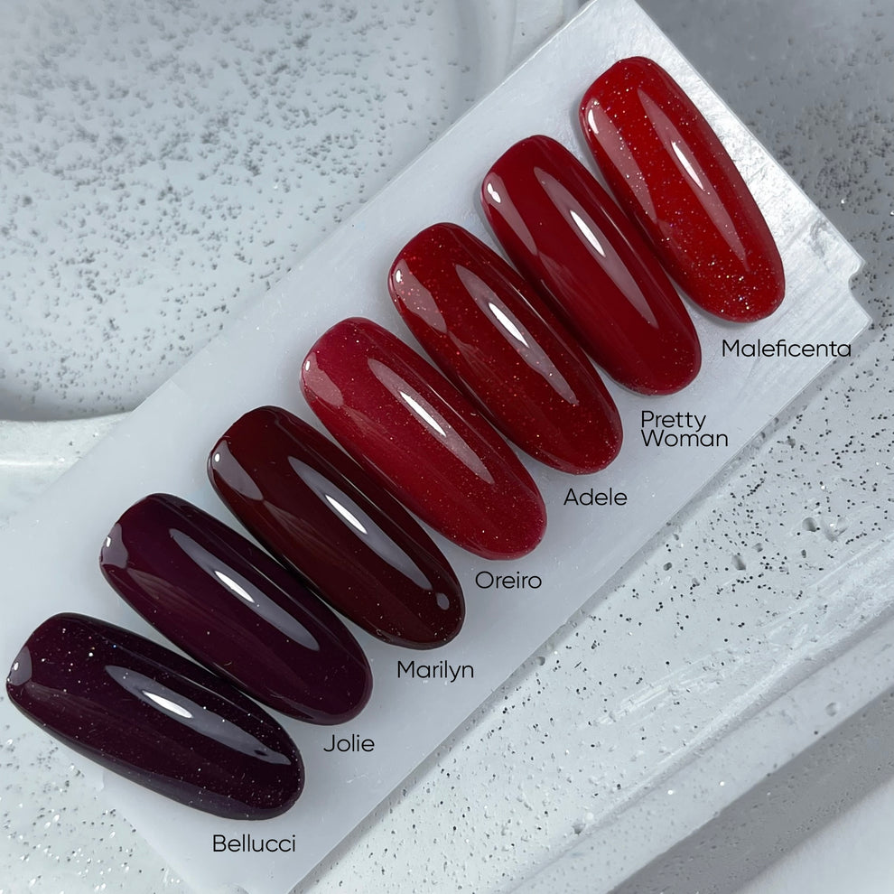 NAILSOFTHENIGHT Let's Special Céline - Esmalte semipermanente de uñas rojo oscuro con purpurina roja que cubre una capa, 10 ml