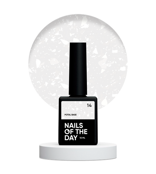 NAILSOFTHEDAY Potal base 14 – base lechosa suave con decoracion blanca elegante, 10 ml