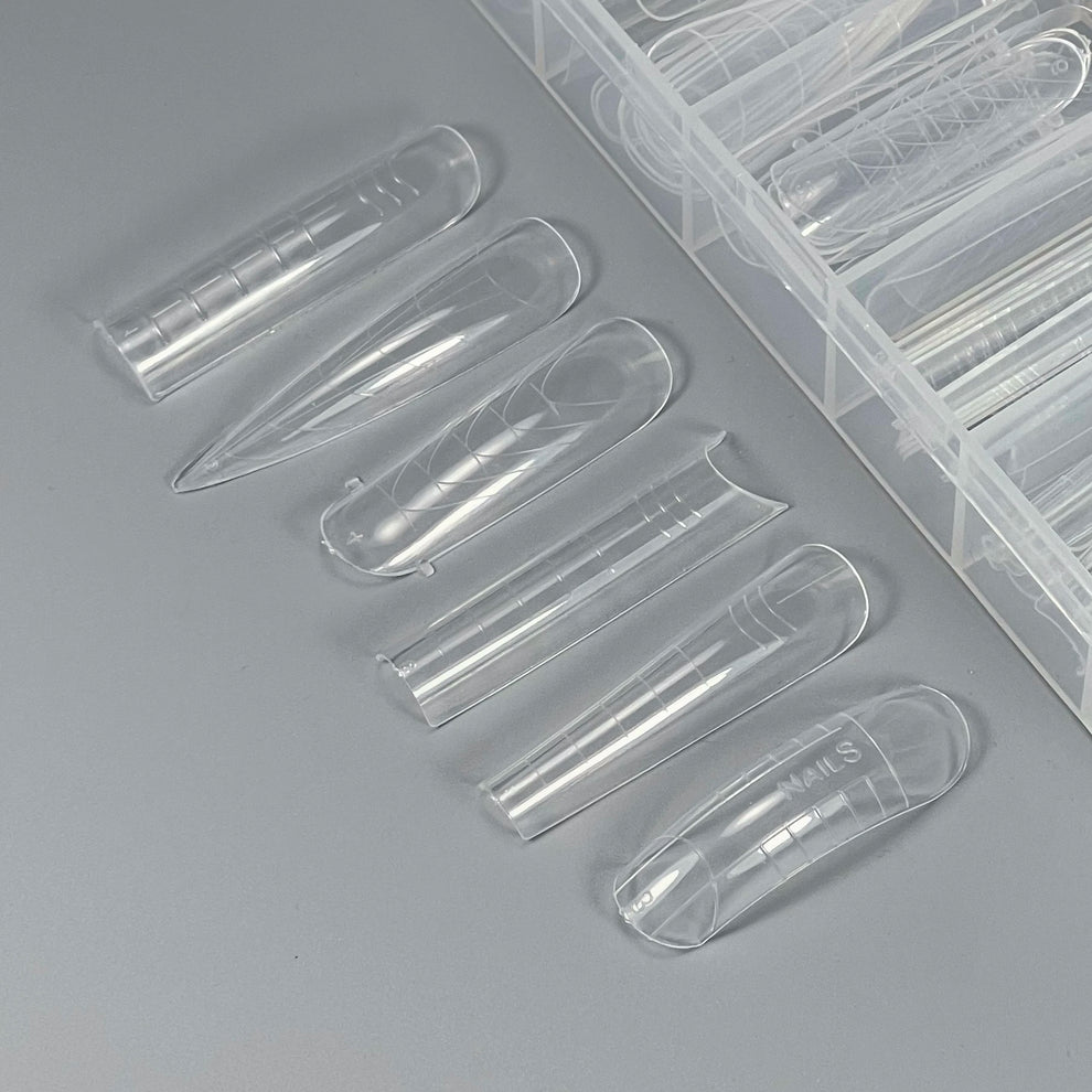 NAILSOFTHEDAY Dual Form Pro Mix 6 (Tipo 11) — set de formas superiores con 6 tipos diferentes, 12 tamaños por tipo, 144 unidades en total.