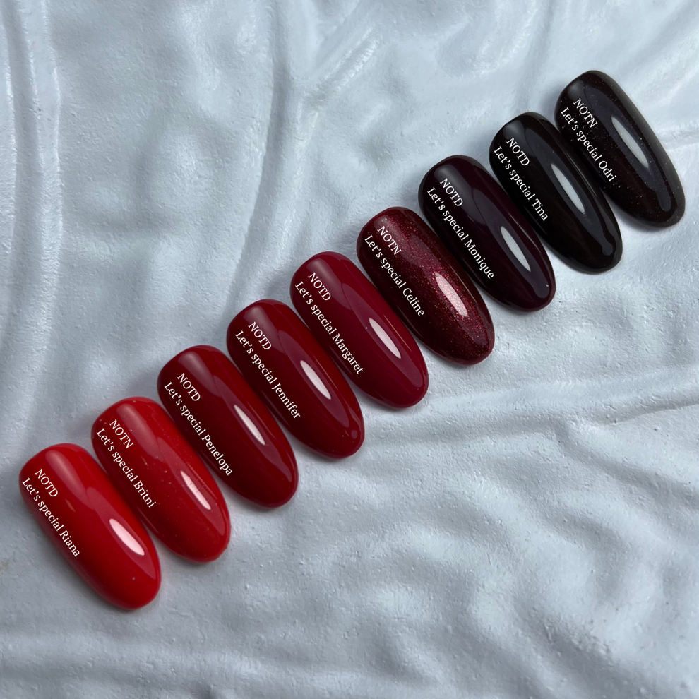 NAILSOFTHENIGHT Let's Special Céline - Esmalte semipermanente de uñas rojo oscuro con purpurina roja que cubre una capa, 10 ml
