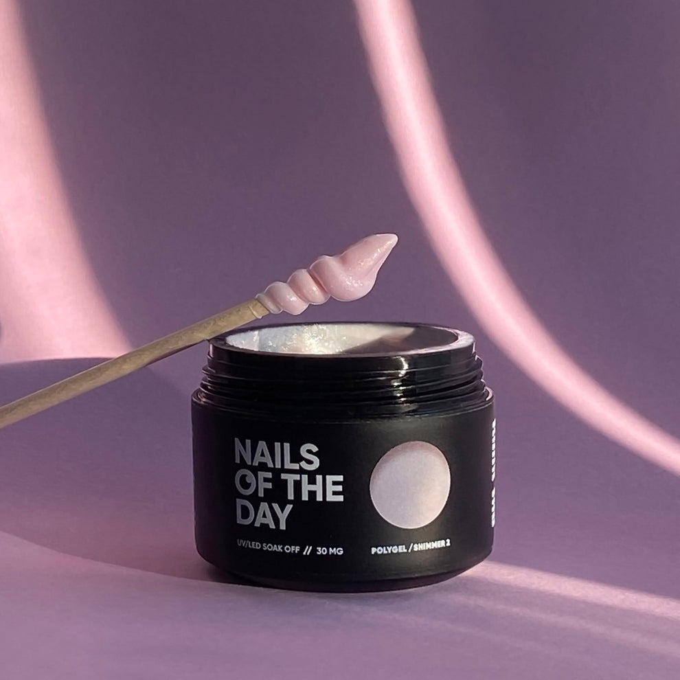 NAILSOFTHEDAY Polygel shimmer 02 — Polygel de grano finо color rosa suave con brillo , 30 g