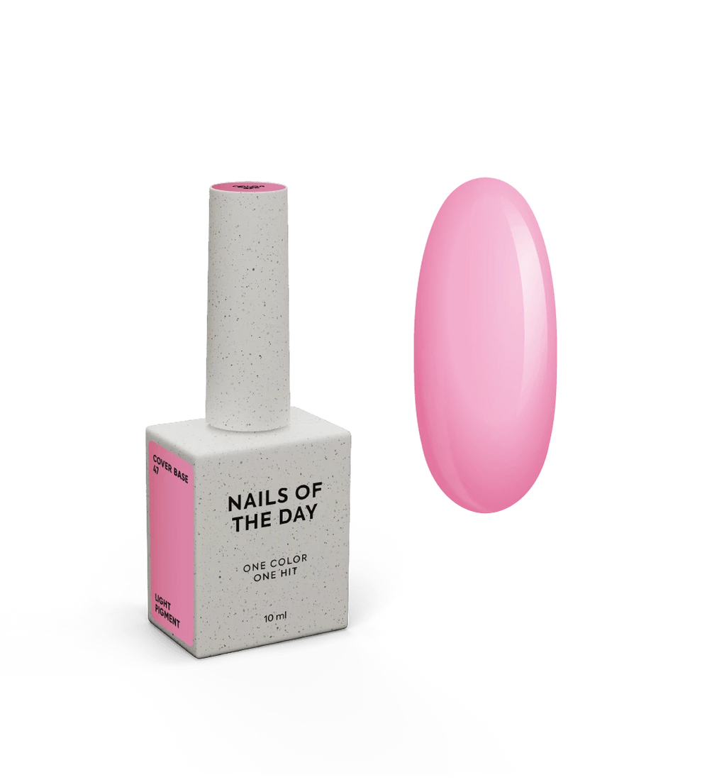 NAILSOFTHEDAY Cover Base 47 Light Pigment – base para uñas rosa intenso semitransparente con pigmentación ligera, 10 m