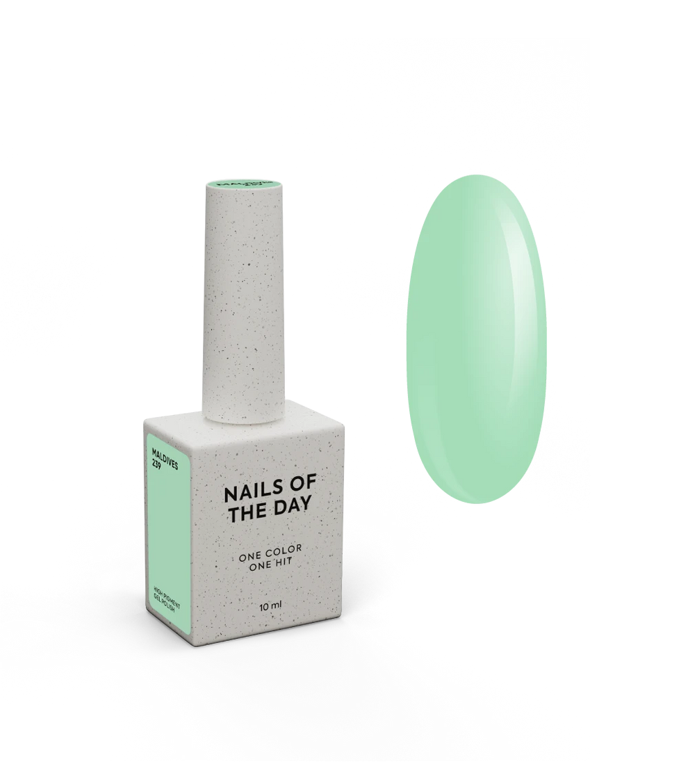 NAILSOFTHEDAY Gel Polish Maldives — esmalte semipermanente verde menta cálido, cubre en una sola capa, 10 ml.