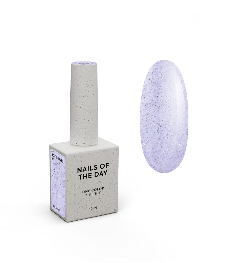 Gel ultraresistente NAILS OF THE DAY Bottle Gel 40 color lila con efecto reflectante, 10ml