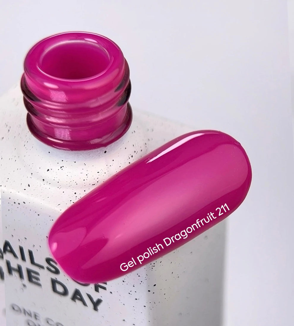 NAILSOFTHEDAY Gel Polish Dragonfruit-211, 10 ml — esmalte semipermanente rosa magenta con cobertura total en una sola capa